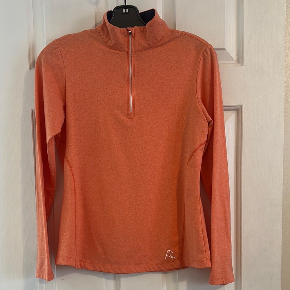 Rhoback Long Sleeve Quarter-Zip Pullover in‎ Coral
